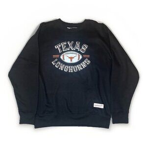 Mitchell & Ness Men Black Texas Longhorns Football Pullover Sweatshirt LARGE NEW